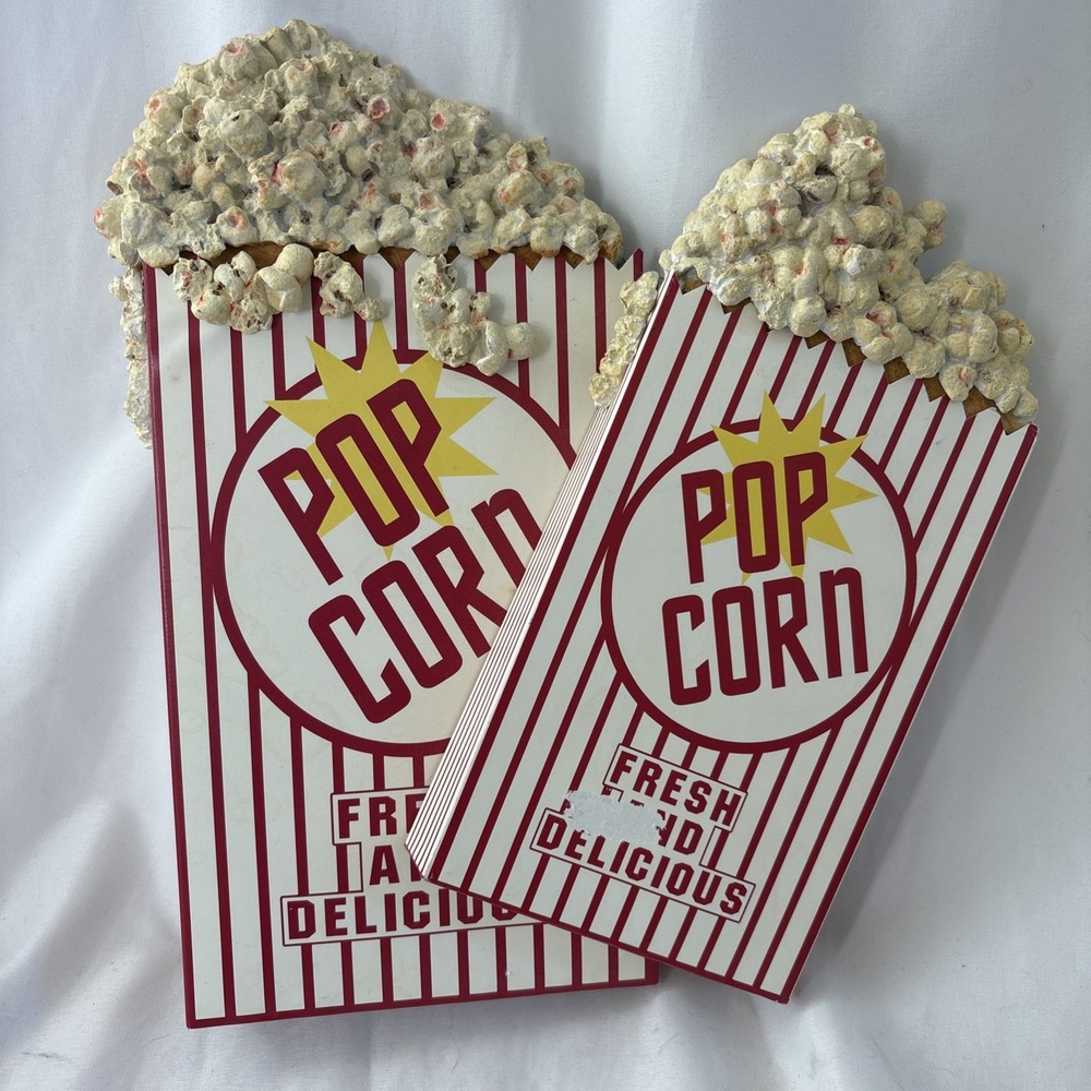 Vtg 2006 Popcorn Metal Wall Plaque Red/White Striped Vertical Sign Man Cave Read